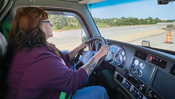 Woman driving truck